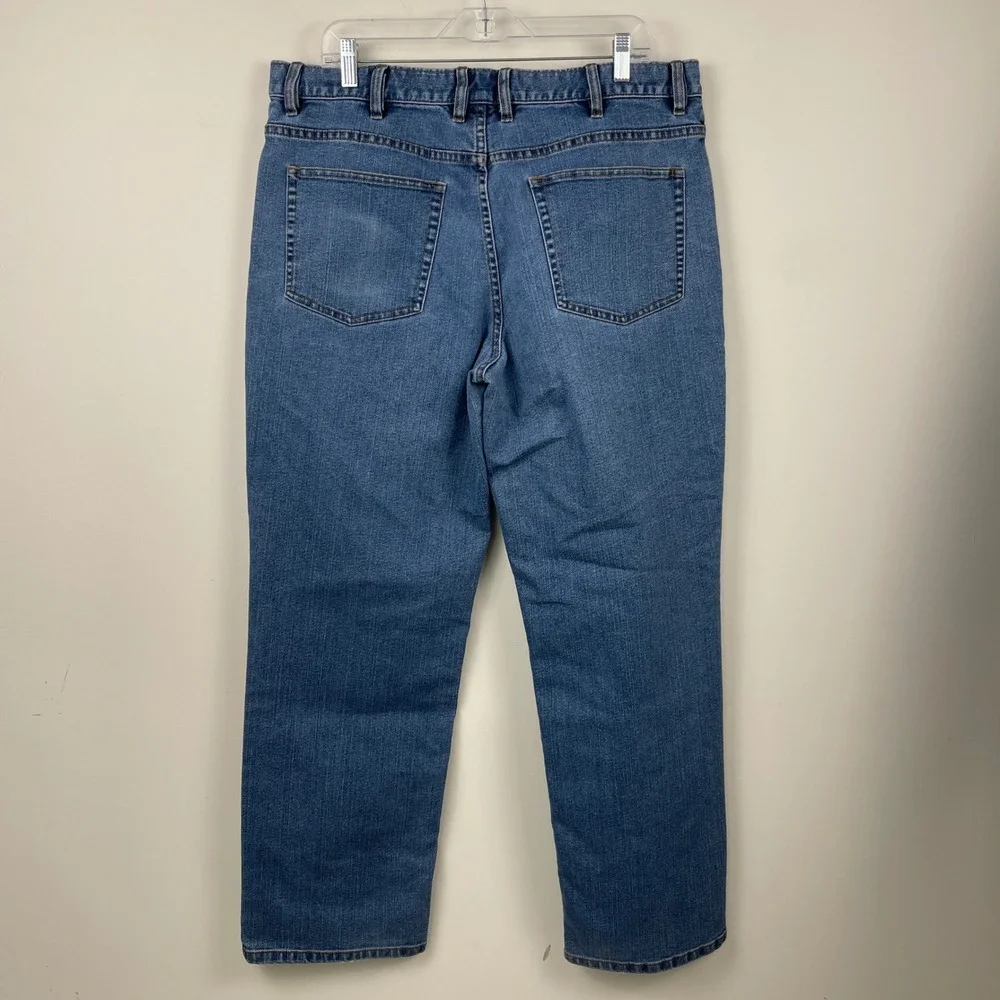 Jos A Bank Traveler Collection Mens 38W‎ x 32L Blue Stretch Straight Leg Jeans